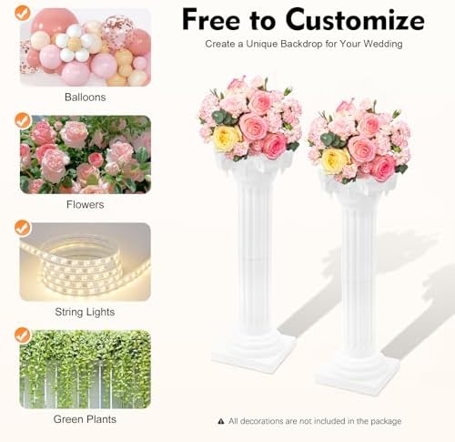 2Pcs Wedding Roman Column, Artistic Roman Column Statue Party Flowerpot Holder Wedding Event Decorative Columns, alternate