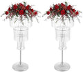 2pcs Wedding Silver Vases Centerpieces, Crystal Vases for Centerpieces, 4 Tier Chandelier Centerpiece Crystal