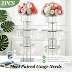 2pcs Wedding Silver Vases Centerpieces, Crystal Vases for Centerpieces, 5 Tier Chandelier Centerpiece Crystal, alternate view