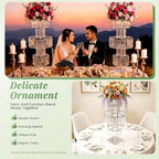 2pcs Wedding Silver Vases Centerpieces, Crystal Vases for Centerpieces, 5 Tier Chandelier Centerpiece Crystal, alternate view
