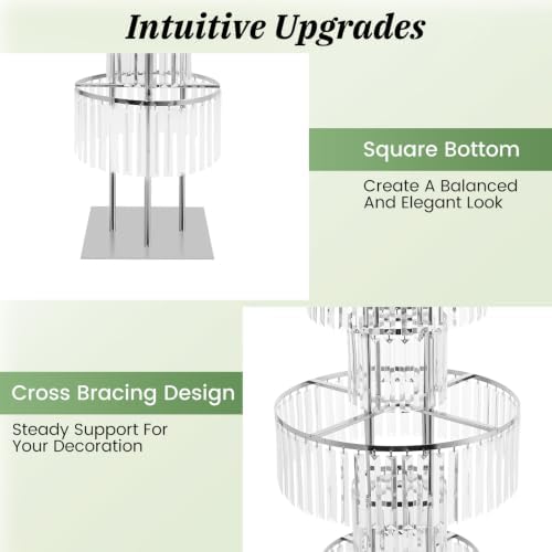 2pcs Wedding Silver Vases Centerpieces, Crystal Vases for Centerpieces, 5 Tier Chandelier Centerpiece Crystal, alternate view