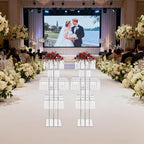 2pcs Wedding Silver Vases Centerpieces Crystal Vases for Centerpieces 5 Tier Table Chandelier Centerpiece 49.2in, alternate
