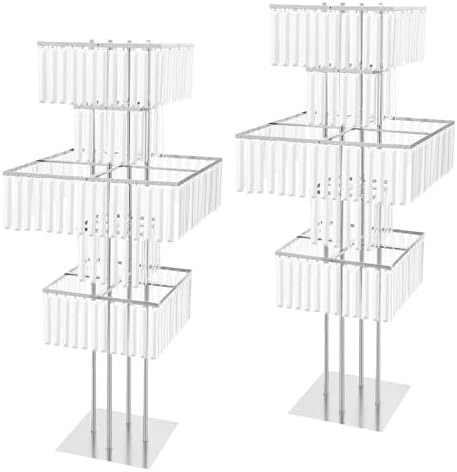 2pcs Wedding Silver Vases Centerpieces Crystal Vases for Centerpieces 5 Tier Table Chandelier Centerpiece 49.2in, alternate
