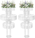 2pcs Wedding Silver Vases Centerpieces Crystal Vases for Centerpieces 5 Tier Table Chandelier Centerpiece 61in