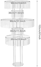 2pcs Wedding Silver Vases Centerpieces Crystal Vases for Centerpieces 5 Tier Table Chandelier Centerpiece 61in, alternate
