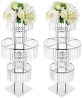 2pcs Wedding Silver Vases Centerpieces Crystal Vases for Centerpieces 5 Tier Table Chandelier Centerpiece 43.3