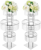 2pcs Wedding Silver Vases Centerpieces Crystal Vases for Centerpieces 5 Tier Table Chandelier Centerpiece 43.3