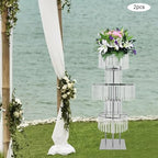 2pcs Wedding Silver Vases Centerpieces Crystal Vases for Centerpieces 5 Tier Table Chandelier Centerpiece 43.3, alternate