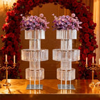 2pcs Wedding Silver Vases Centerpieces Crystal Vases for Centerpieces 5 Tier Table Chandelier Centerpiece 43.3, alternate
