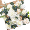 2PCS White Artificial Flowers, Silk Rose Flowers for Wedding Decor in A Secret Garden