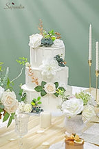 2PCS White Artificial Flowers, Silk Rose Flowers for Wedding Decor in A Secret Garden, alternate view 6