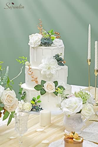 2PCS White Artificial Flowers, Silk Rose Flowers for Wedding Decor in A Secret Garden, alternate view 6