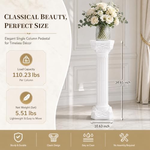 2PCS White Roman Pillar Set, flower stands for wedding, alternate view 2