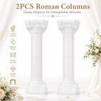 2PCS White Roman Pillar Set, flower stands for wedding, alternate view 3