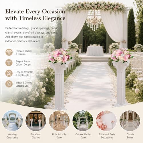 2PCS White Roman Pillar Set, flower stands for wedding, alternate view 4
