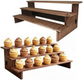 2PCS Wooden Display Stand - Rustic Cupcake Stands in Dark Brown