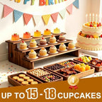 2PCS Wooden Display Stand - Rustic Cupcake Stands in Dark Brown, alternate view 5