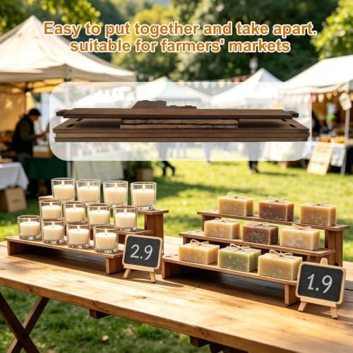 2PCS Wooden Display Stand - Rustic Cupcake Stands in Dark Brown, alternate view 6