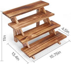 2Pcs Wooden Rustic Cupcake Stand for 24 Cupcakes, Stepped Wood Display Stand for Weddings, Tiered Party Table, alternate view