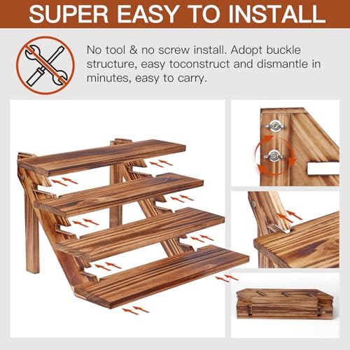 2Pcs Wooden Rustic Cupcake Stand for 24 Cupcakes, Stepped Wood Display Stand for Weddings, Tiered Party Table, alternate view