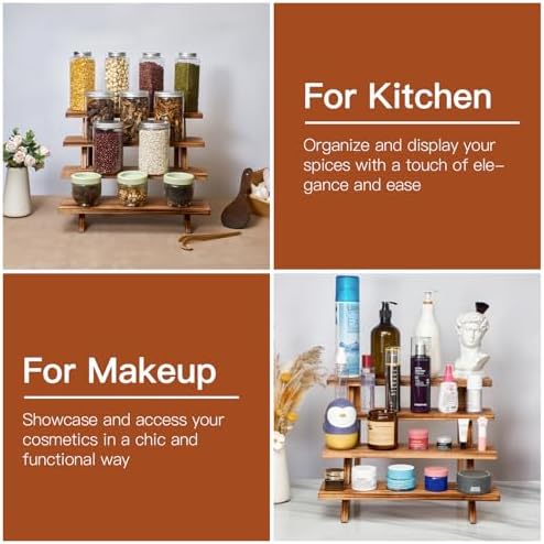 2Pcs Wooden Rustic Cupcake Stand for 24 Cupcakes, Stepped Wood Display Stand for Weddings, Tiered Party Table, alternate view