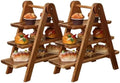 2Pcs Wooden Serving Platter 3 Tier Serving Tray Multi-Function Rectangular Serving Stand Foldable Food Serving