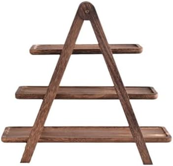 2Pcs Wooden Serving Platter 3 Tier Serving Tray Multi-Function Rectangular Serving Stand Foldable Food Serving, alternate