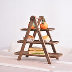 2Pcs Wooden Serving Platter 3 Tier Serving Tray Multi-Function Rectangular Serving Stand Foldable Food Serving, alternate