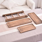 2Pcs Wooden Serving Platter 3 Tier Serving Tray Multi-Function Rectangular Serving Stand Foldable Food Serving, alternate