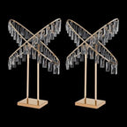 2Pcs X-Shaped Crystal Wedding Flower Stand Gold with Hanging Pendant, alternate view 2