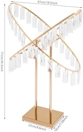 2Pcs X-Shaped Crystal Wedding Flower Stand Gold with Hanging Pendant, alternate view 7