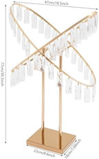 2Pcs X-Shaped Crystal Wedding Flower Stand Gold with Hanging Pendant, alternate view 7