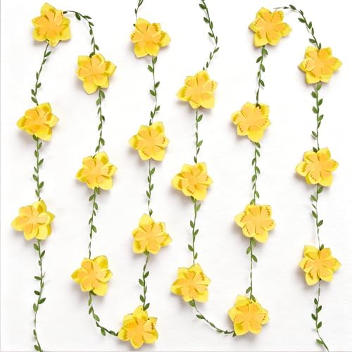 2PCS Yellow Flower Garland, Narcissus Party Decorations, Daffodil Flower
