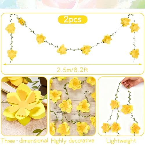 2PCS Yellow Flower Garland, Narcissus Party Decorations, Daffodil Flower, alternate view 3