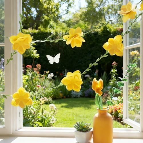 2PCS Yellow Flower Garland, Narcissus Party Decorations, Daffodil Flower, alternate view 5