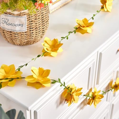 2PCS Yellow Flower Garland, Narcissus Party Decorations, Daffodil Flower, alternate view 6
