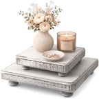 2Piece Set Display Risers with 4 legs for Coffee Table, Dark Natural in Dark Natural