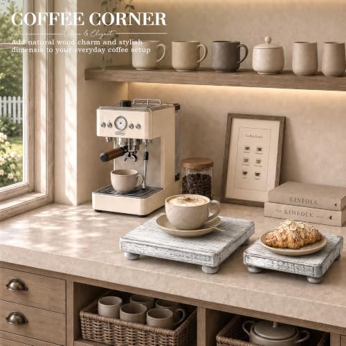 2Piece Set Display Risers with 4 legs for Coffee Table, Dark Natural in Dark Natural, alternate view 3