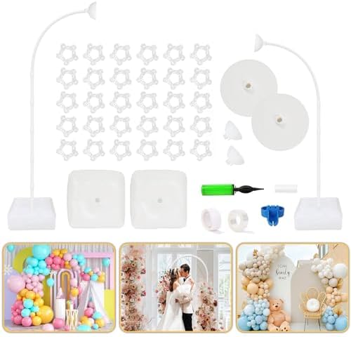 2PK 8.2FT & 6FT Balloon Arch Stand White for Wedding Arch
