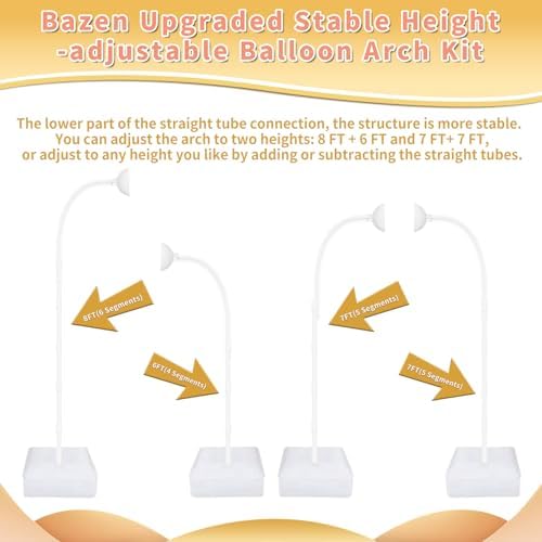 2PK 8.2FT & 6FT Balloon Arch Stand White for Wedding Arch, alternate view 4
