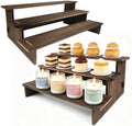 2PK Cupcake Display Stand Wood - Installs in 30s, Easy Carry&Store in Rustic
