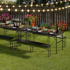 2pk Folding Table with 4 Benches Set for Camping, Picnic, Black in Black, alternate view 2