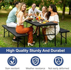 2pk Folding Table with 4 Benches Set for Camping, Picnic, Black in Black, alternate view 5