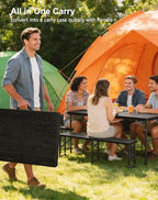 2pk Folding Table with 4 Benches Set for Camping, Picnic, Black in Black, alternate view 7
