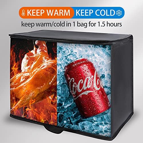 2PK Insulated Grocery Bags with Reinforced Baseboard, X-Large, Black in Black, alternate view 3