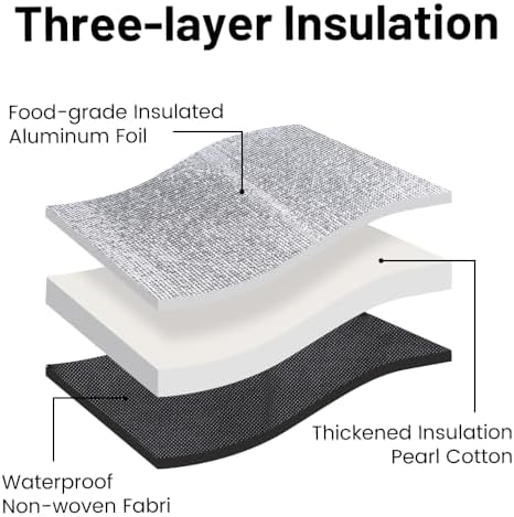 2PK Insulated Grocery Bags with Reinforced Baseboard, X-Large, Black in Black, alternate view 6