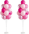 2Set Balloon Column Stand Kit for Floor with Base Pole, for Party in 2 Count (Pack of 1) in Metallic Pink