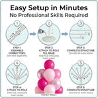 2Set Balloon Column Stand Kit for Floor with Base Pole, for Party in 2 Count (Pack of 1) in Metallic Pink, alternate view 5