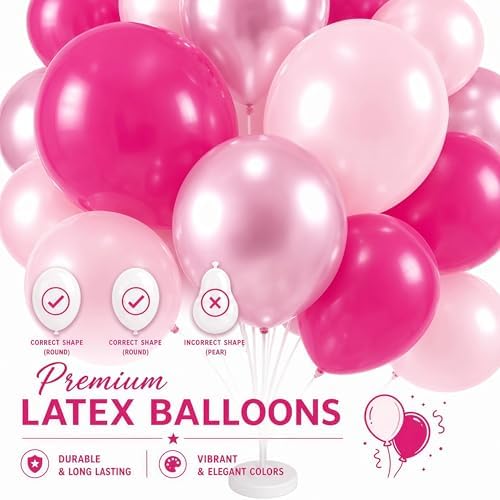 2Set Balloon Column Stand Kit for Floor with Base Pole, for Party in 2 Count (Pack of 1) in Metallic Pink, alternate view 6