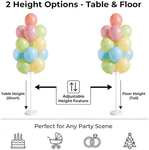 2Set Pastel Balloon Column Kit, Anti-Tip Sand-Fill Base For Party in 2 Count (Pack of 1) in 5 Classic Retro, alternate view 3